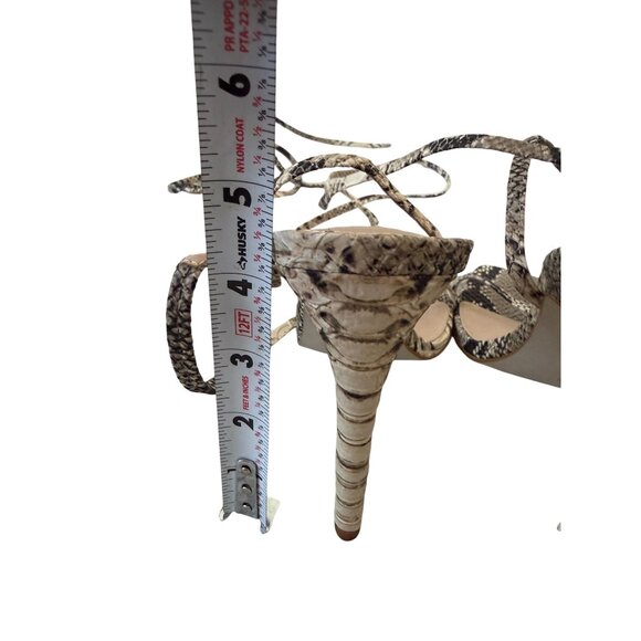 STEVE MADDEN Nude Black Snake Print Lace Up Sandals Heels Size 8.5 - Picture 8 of 9